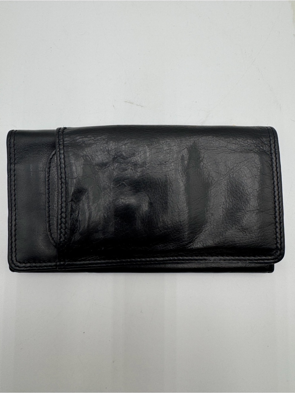 Vintage Rolfs Genuine Leather Checkbook Wallet Black Trifold Organizer USA